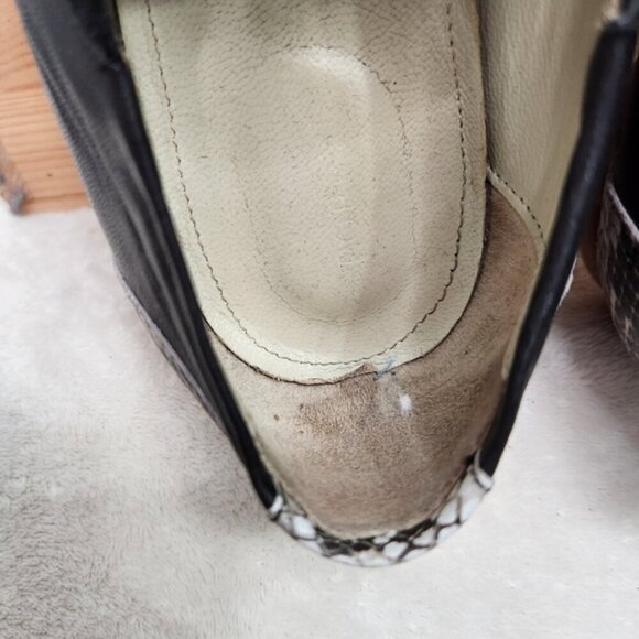 Poppy Barley The Oxford Slip-On Snakeskin Black Leather Pointed Flats Size 10.5 - Picture 9 of 12